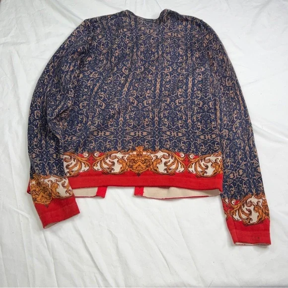 Lord & Taylor fine Merino Wool print Cardigan Sweater Button Front sz PM A050523 - Picture 2 of 5